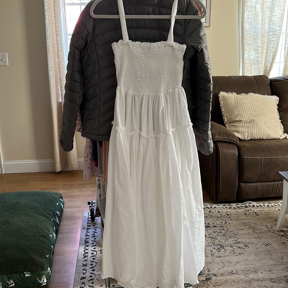 Womens white midi summer dress
